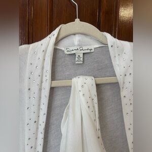 Lightweight BeJeweled White Cardigan XL